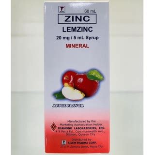 LEMZINC Zinc 20mg / 5mL Syrup 60mL Apple .